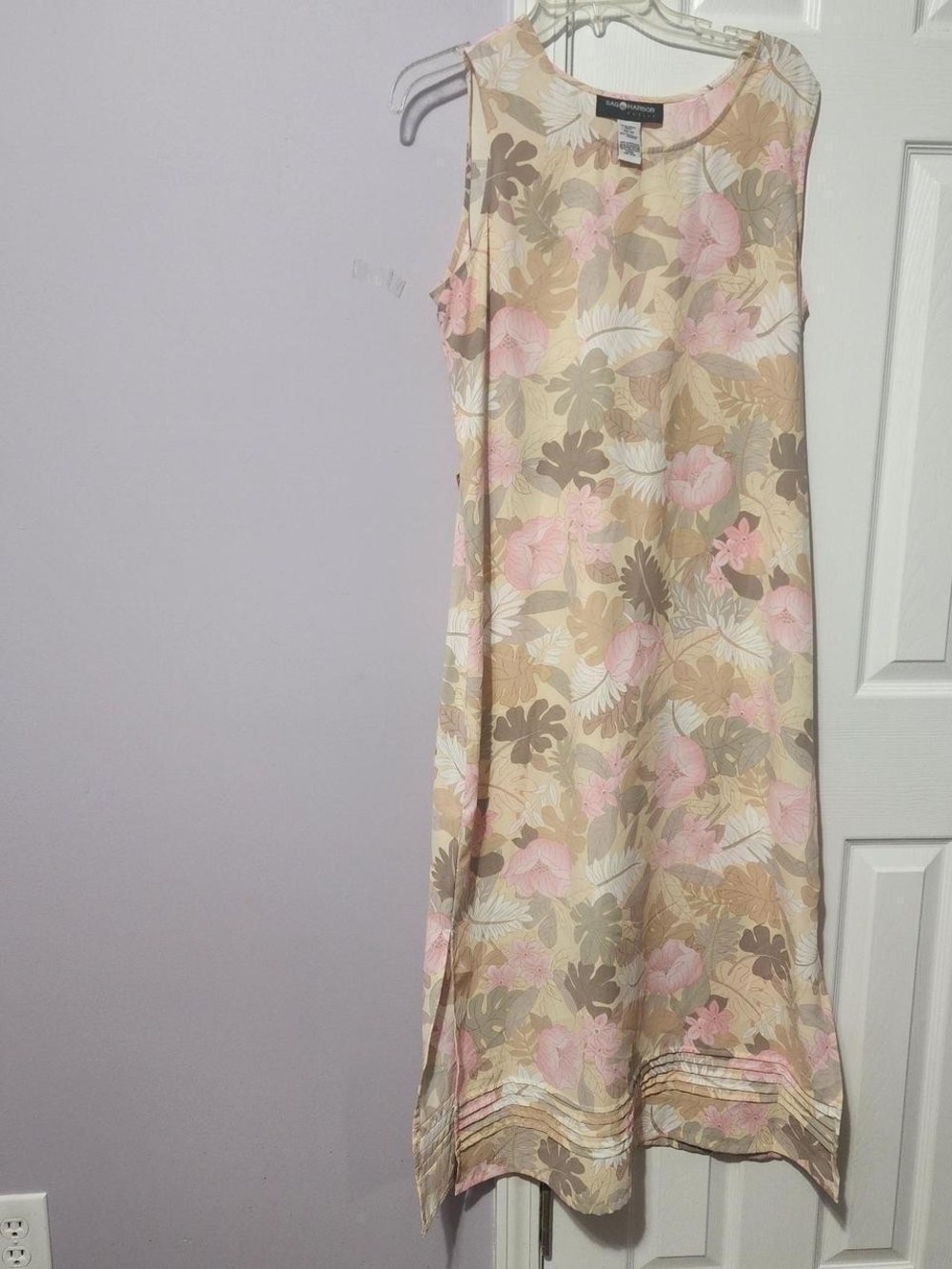 Sag Harbor Beige and Pink Floral Midi Dress